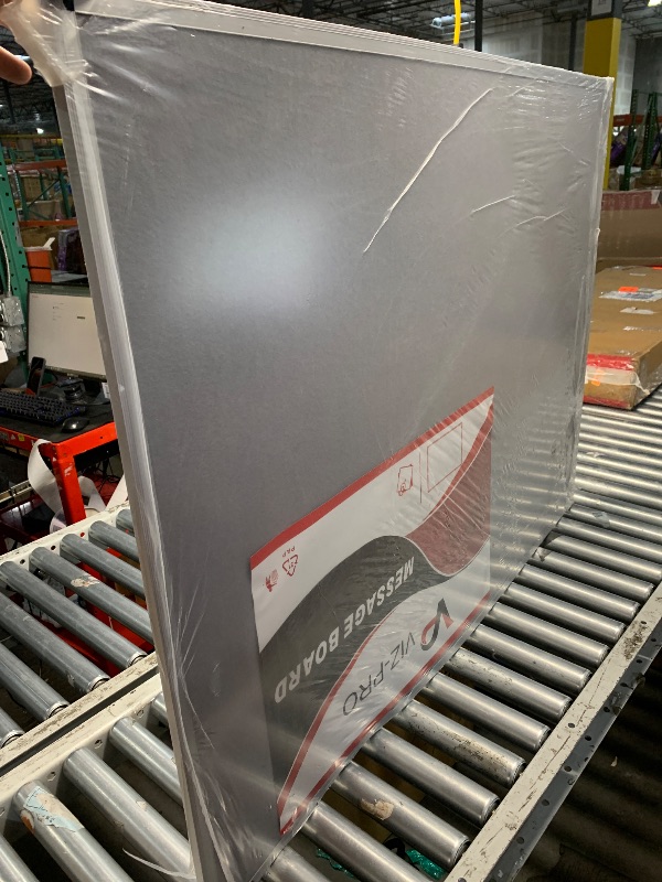 Photo 1 of ***DAMAGED, BENT FRAME AND SCRATCHED, SEE PHOTOS*** VIZ-PRO Notice Board Felt Gray, 48 X 36 Inches, Silver Aluminium Frame