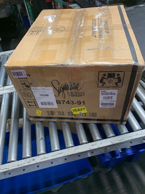 Photo 1 of *********************Missing legs*******************
Signature Design by Ashley Realyn Traditional Cottage 1 Drawer Nightstand with Dovetail Construction & Open Display Shelf, Chipped White, 27" Tall, Distressed Brown