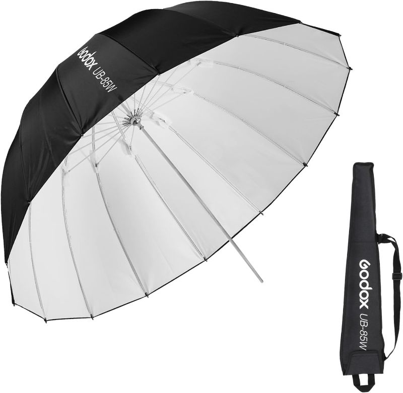 Photo 1 of ***STOCK PHOTO FOR REFERENCE ONLY***Godox UB-85W 33.5in/85cm Parabolic Reflective Umbrella, Black White Photography Umbrella with Carry Bag Portable for Vedio Studio Shooting Speedlite