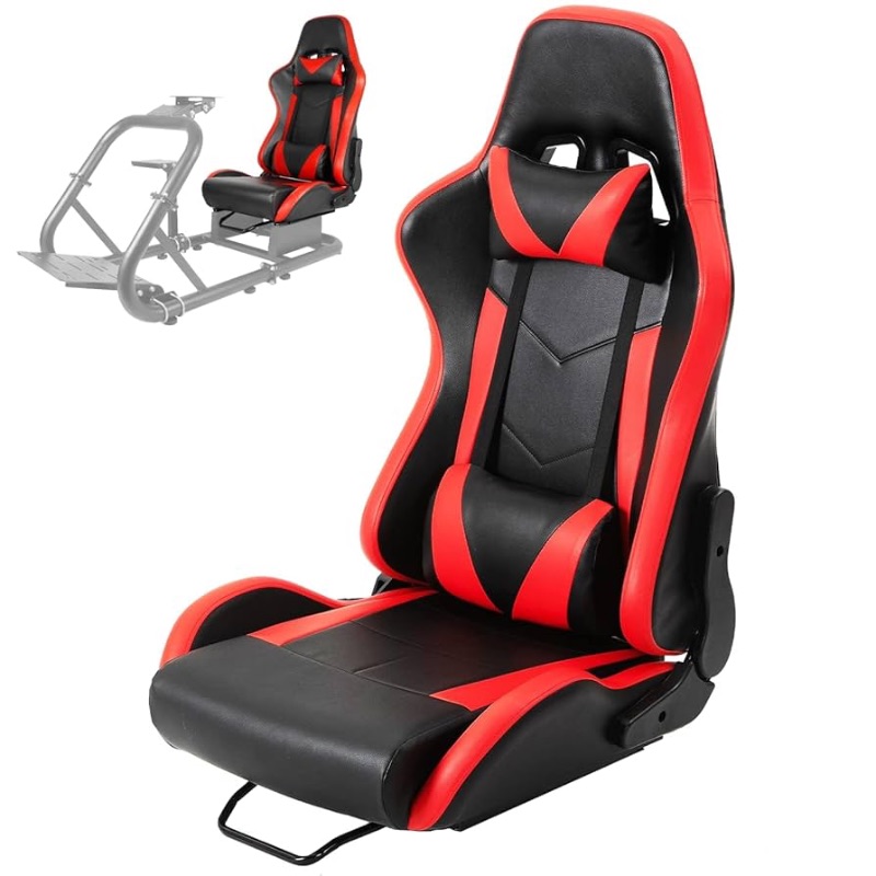 Photo 1 of ******STOCK PHOTO FOR REFERENCE ONLY | MISSING PARTS, BOTTOM ONLY*** Minneer Dual Lock Slide Racing Seat,Load 400 Pounds,Adjustable Angle,Comfortable Breathable,Ergonomics,Flight Gaming Chair Fit for Racing Simulation Cockpit Include Headrest Waist Pillow