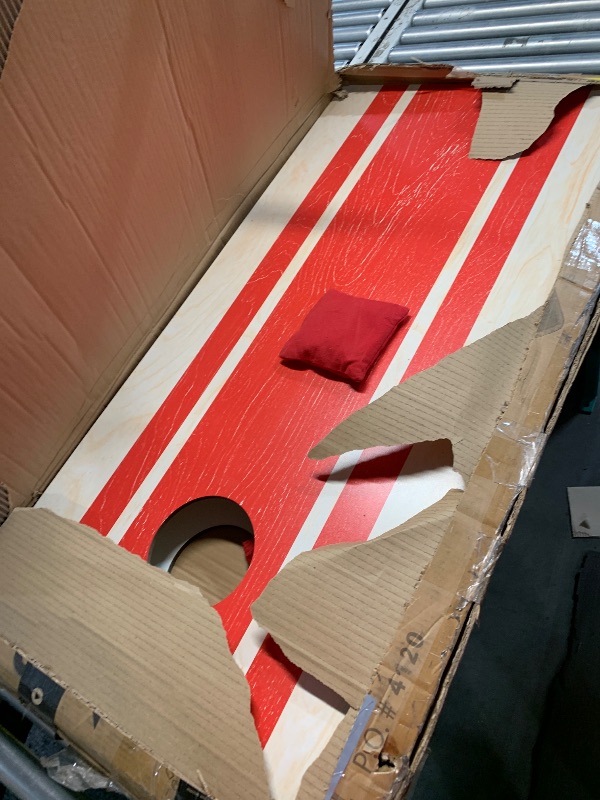 Photo 1 of *******************BOTH DAMAGED, MISSING ALL BUT 1 OF BLUE BEANBAGS***************
GoSports 4 ft x 2 ft Regulation Size Wood Design Cornhole Game Set - Includes 8 Bags, Carry Case & Rules