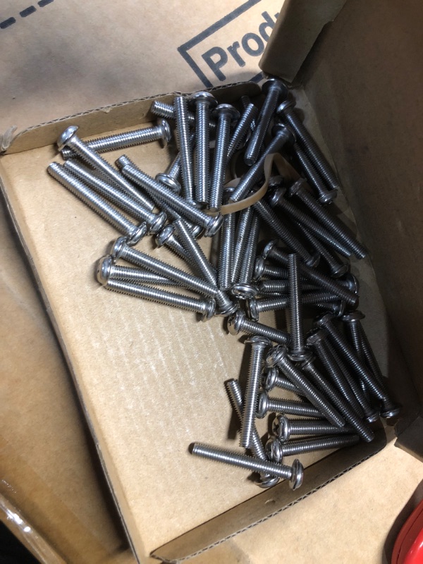 Photo 1 of (50 pcs) M5-0.8 x 35mm Stainless Steel Pan Washer Head (PWH) Phillips Drive Machine Screws Full Thread, Stainless Steel 304 (18-8)