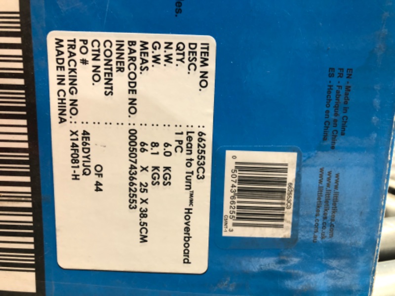 Photo 1 of ***(PARTS ONLY/ NON FUNCTIONAL)***Little Tikes Lean to Turn Hoverboard with Rechargeable Battery, Adjustable Handlebar, Durable Wheels, for Kids, Children, Toddlers, Girls, Boys, Ages 3+ Years