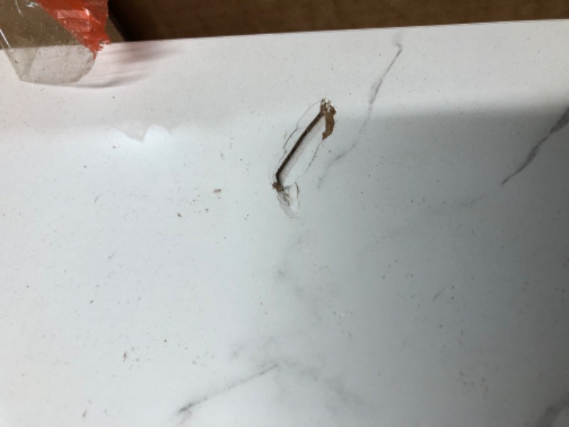 Photo 1 of ***DAMAGED - MISSING HARDWARE - SEE PICTURES***
Tribesigns Modern Dining Table, 63" Large Kitchen Table for 4-6 People, Unique Rectangular Dinner Table Kitchen & Dining Room Furniture with Faux Marble Tabletop and Geometric Legs