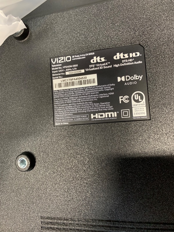 Photo 1 of ****************MISSING REMOTE AND STANDS*****************
VIZIO 40-inch Full HD 1080p Smart TV with DTS Virtual: X, Alexa Compatibility, Google Cast Built-in, Bluetooth Headphone Capable, (VFD40M-08 New)