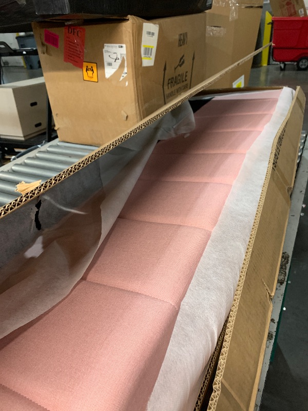 Photo 1 of **************INCOMPLETE ITEM, THIS IS ONLY BOX #1 OUT OF 2**************
KALALLA Upholstered Full Size Daybed with Trundle, Day Bed Frame with Storage L-Shaped Headboard USB Ports and LED Belt, No Box Spring Needed for Kids, Girls, Adults - Pink
