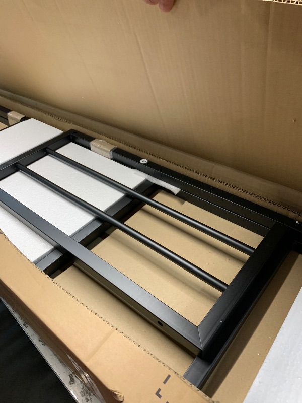 Photo 1 of  Twin Over Full Metal Bunk Bed with Desk, Metal L Shape Loft Beds Frame with Ladder, Platform Bed Can Be Left Alone, Black
***PARTIAL SET ***
(Box 1/2)