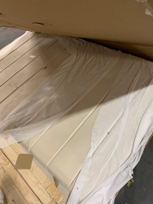 Photo 1 of * BOX 1 OF 2* Meridian Furniture ViaCream-K Via Collection Modern | Contemporary Velvet Upholstered King Bed, Rich Cream , Deep Channel Tufting, Gold and Chrome Legs, 81.5" W x 86" D x 70.5" H, Cream