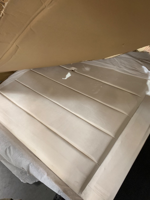 Photo 1 of * BOX 1 OF 2* Meridian Furniture ViaCream-K Via Collection Modern | Contemporary Velvet Upholstered King Bed, Rich Cream , Deep Channel Tufting, Gold and Chrome Legs, 81.5" W x 86" D x 70.5" H, Cream