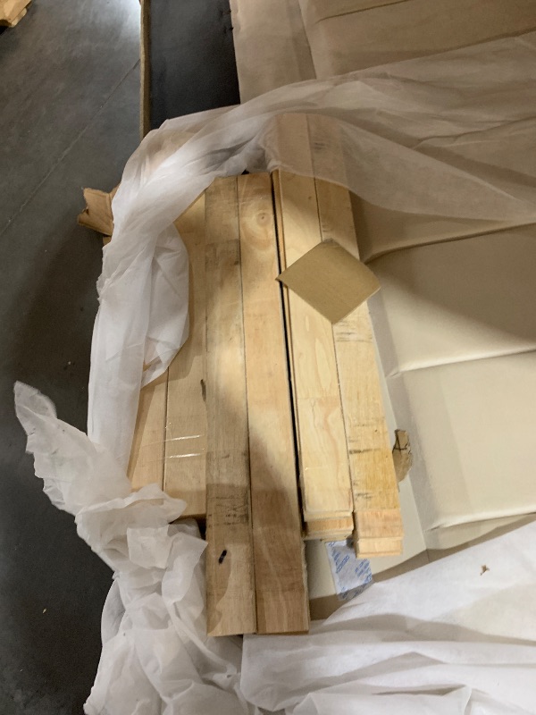 Photo 1 of * BOX 1 OF 2* Meridian Furniture ViaCream-K Via Collection Modern | Contemporary Velvet Upholstered King Bed, Rich Cream , Deep Channel Tufting, Gold and Chrome Legs, 81.5" W x 86" D x 70.5" H, Cream