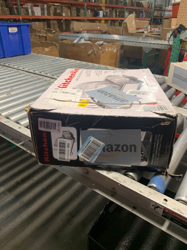 Photo 1 of (PARTIAL SET) (USED/FAIR) KitchenAid Large Capacity Full Size Rust Resistant Dish Rack with Angled Drain Board and Removable Flatware Caddy, Light Grey