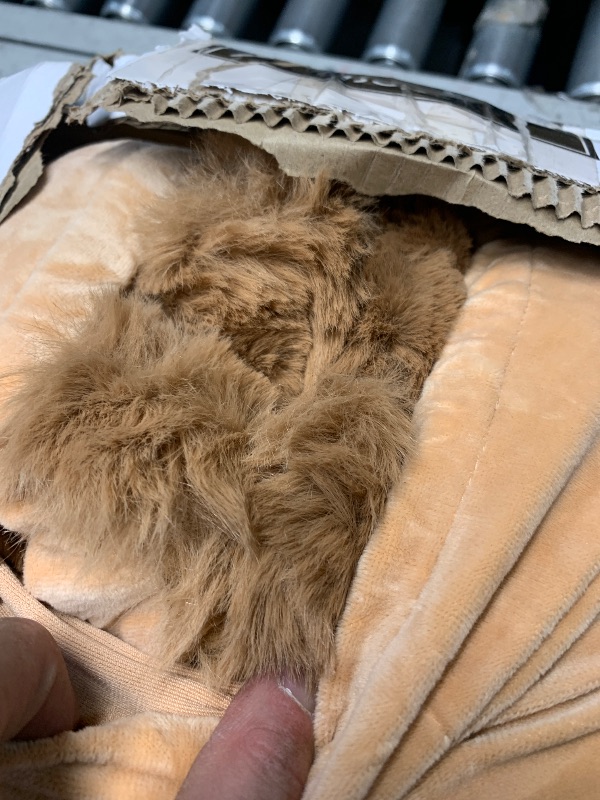 Photo 1 of (USED/FAIR) Super Comfort Oversized Warm Thick Bubble Luxury Plush Rabbit Faux Fur Throw Blanket, Fluffy Blanket,Soft Cozy Blanket for Couch Chair Bed Sofa Living Room,Brown 60'' x 80''