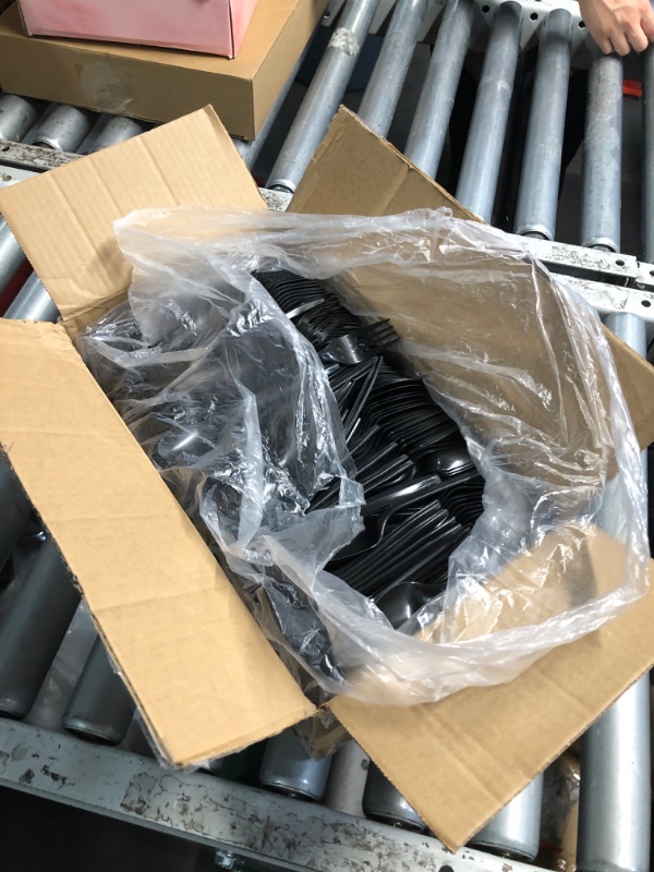 Photo 1 of 1000 Pcs Black Plastic Utensils Set - 500 Forks And 500 Teaspoons, Plastic Forks And Spoons Set - Bulk Black Cutlery Set