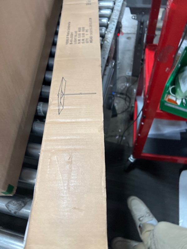 Photo 1 of (used)(see images) Blissun 10' Rectangular Patio Umbrella Outdoor Market Table Umbrella with Push Button Tilt and Crank, Light Blue