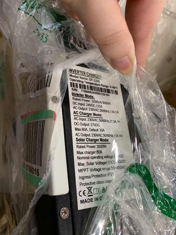 Photo 1 of **FOR PARTS ONLY** Y&H 3200W Solar Hybrid Inverter DC24V to AC230V,Off-Grid Pure Sine Wave Inverter with 80A MPPT Solar Charger+AC Charger,Max PV 3000W DC55-450V Input,fit for 24V Lead-Acid/Lithium Battery