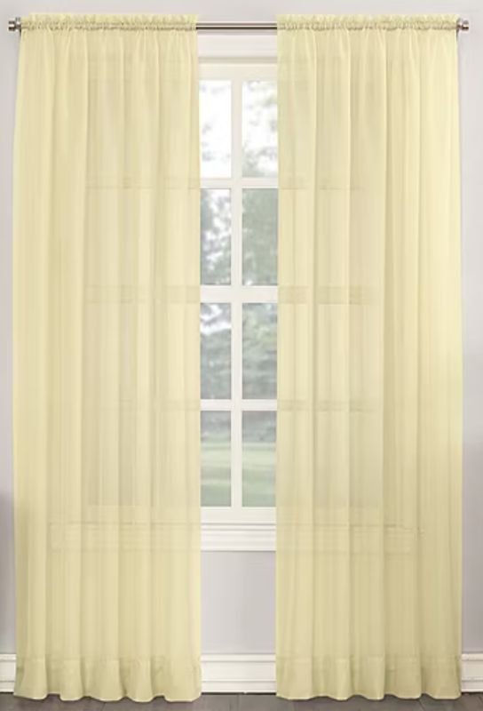 Photo 1 of **PHOTO FOR REFERENCE** STOCK PHOTO ONLY ** Cream Colored Sheer Curtain Panels 2pcs