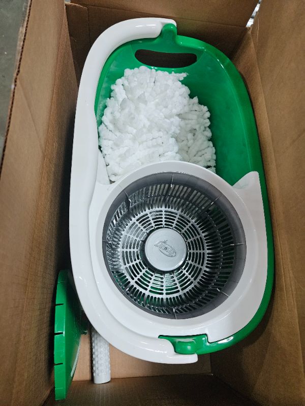 Photo 1 of (missing fiber mop head) Libman Tornado Spin Mop System, Spinning Floor Mopping and Bucket with Wringer Set for Home, Hardwood, Laminate, Tile Cleaning, Includes 1 Machine Washable Replacement Head Refills (2 Total)