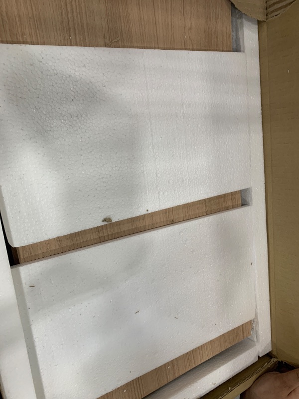 Photo 1 of *** PARTS ONLY - BOX 2 OF 2 ONLY **** Baxton Studio Rina Mid-Century Modern Ash Walnut Finished Wood 4-Piece Full Size Bedroom Set with Synthetic Rattan

