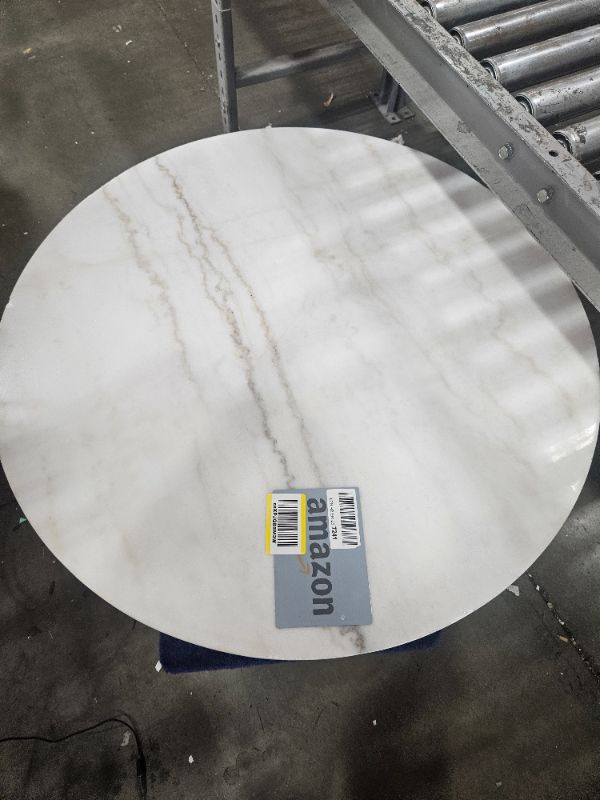Photo 1 of *** TRUCK PICKUP *** Coaster Home Furnishings - Jason - Engineered Wood - Round Coffee Table with White Marble Top, Ribbed Base and Gold Metal Leg - Living Room - 35-Inch - White and Charcoal - 710418