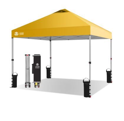 Photo 1 of ** for parts only ** CROWN SHADES 10x10 Pop Up Canopy Tent with One Push Setup Easy Outdoor Sun Shade for Events, Parties, Camping Yellow