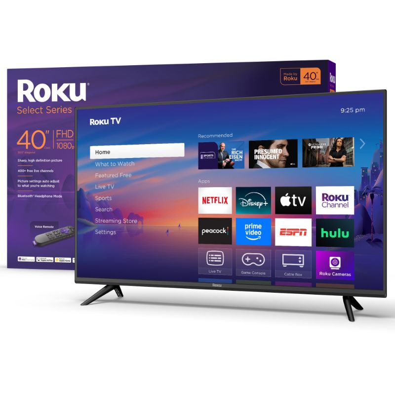 Photo 1 of ***BROEKN SCREEN***Roku Smart TV 2025 – 40-Inch Select Series, 1080p Full HD TV – RokuTV with Voice Remote – Flat Screen LED Television with Wi-Fi for Streaming Live Local News, Sports, Family Entertainment