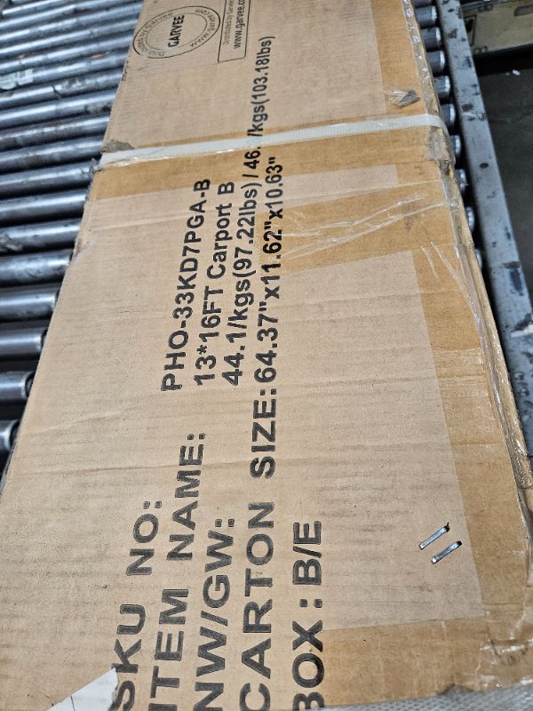 Photo 1 of ** Only box B is included missing box  A  Garvee 13'x16' Metal Carport with Heavy Duty Galvanized Steel Roof and Reinforced All-Metal Frame, Permanent Shelter for Agricultural Machinery, Cars, Boats, Grey