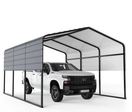 Photo 1 of ** Only box B is included missing box  A  Garvee 13'x16' Metal Carport with Heavy Duty Galvanized Steel Roof and Reinforced All-Metal Frame, Permanent Shelter for Agricultural Machinery, Cars, Boats, Grey