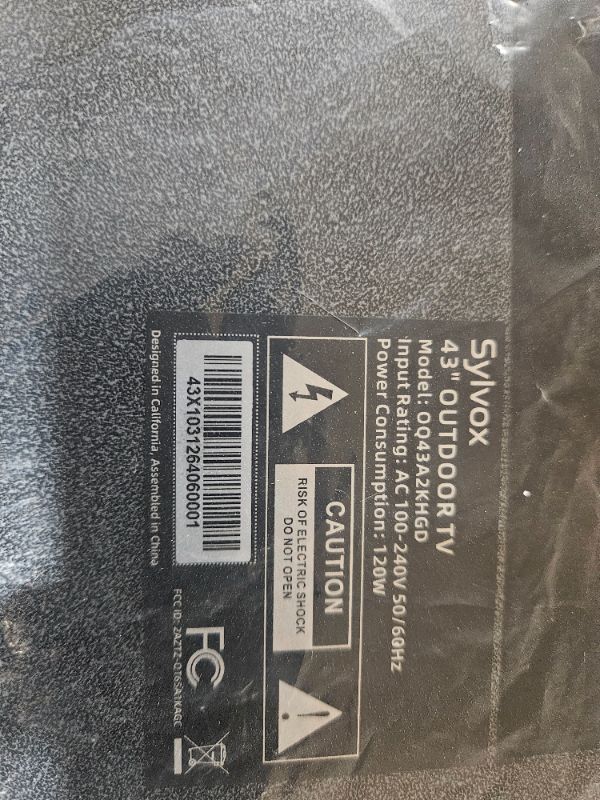 Photo 1 of ** Damaged screen, final sale **  SYLVOX New 43” Outdoor Smart QLED TV, Superior Waterproof Performance, Upgraded Matte Finish for Enhanced Anti-Glare Effect, Full Metal, Dolby Atoms, 1000nits, Partial Sun Deck Pro QLED 2.0+ Series