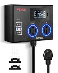 Photo 1 of ***************MISSING MOUNTING HARDWARE************
VEVOR - NEMA Splitter for Dryer and EV, 3-Color LED Indicator, 240V Smart Power Distribution - Black
