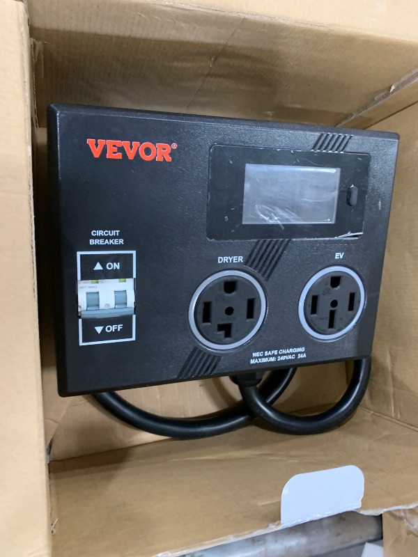 Photo 1 of ***************MISSING MOUNTING HARDWARE************
VEVOR - NEMA Splitter for Dryer and EV, 3-Color LED Indicator, 240V Smart Power Distribution - Black

