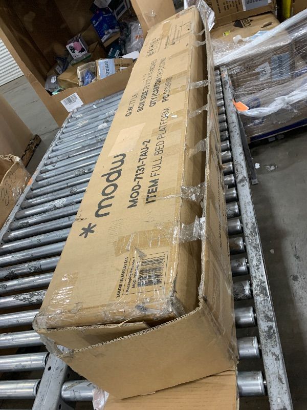 Photo 1 of ***INCOMPLETE MISSING BOX 2***Modway Resort Full Size Platform Bed with Arch Shaped Round Headboard in Taupe, Upholstered Velvet Bed Frameain-Resistant Performance Velvet, Soft Cloud Bed Frame, No Box Spring Needed