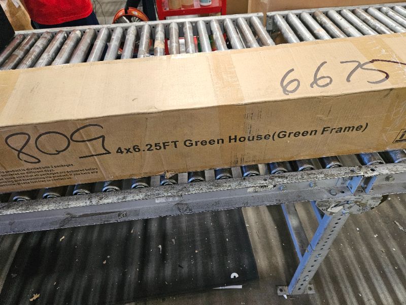Photo 1 of ** Only box # 1 missing box # 2 ** 4x6.25 FT Aluminum Greenhouse with Polycarbonate Panels, Heavy-Duty Metal Garden Greenhouse with Adjustable Ventilation & Lockable Door for Vegetables, Herbs & Outdoor Plants, Green