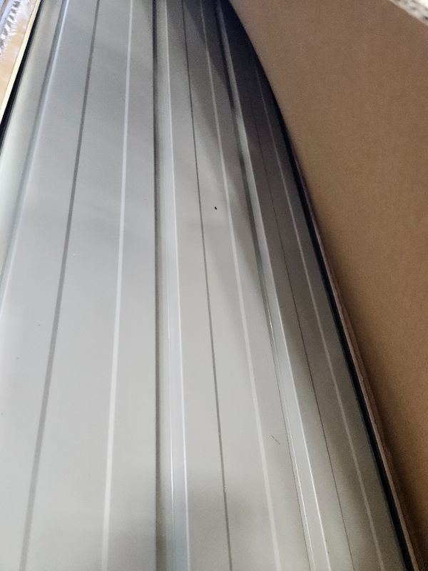 Photo 1 of ** only 1 box , missing parts **  8.9x12.6 Shed for Outdoor Storage, Galvanized Steel Metal Tool Sheds House with Lockable Doors, Lock & Air Vent, Large Utility Sheds for Patio Garden Lawn (Grey)