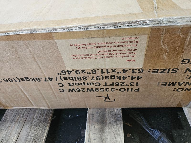 Photo 1 of ** Missing Box A, only Box B, C and D are included ** Garvee Heavy Duty Carport 13x26 Oversized Metal Shelter Galvanized Steel Frame & Roof Wind & Snow Resistant Outdoor Garage for Boats SUVs Trucks