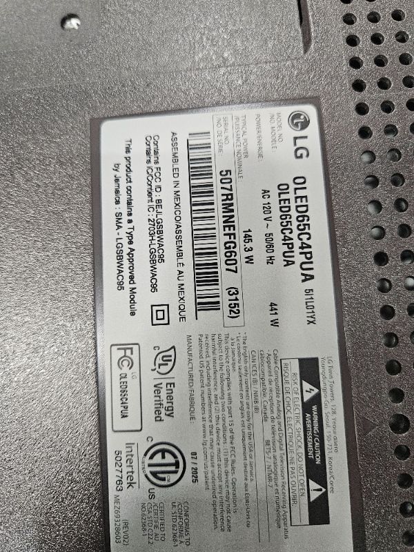 Photo 1 of **MISSING HARDWARE** LG 65-Inch Class OLED evo C4 Series Smart TV 4K Processor Flat Screen with Magic Remote AI-Powered with Alexa Built-in (OLED65C4PUA, 2024)