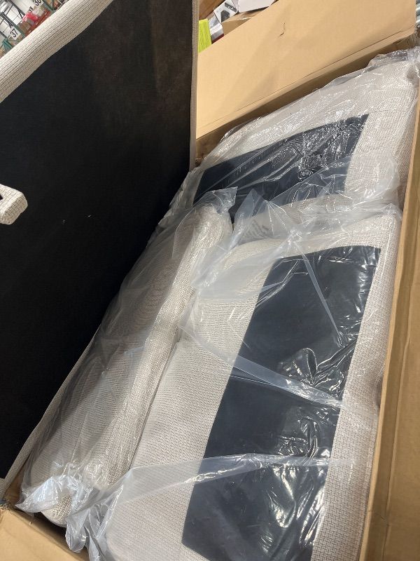 Photo 1 of (missing sets/cushions)(arm rest))89" Sofa, 3 Seater Couch for Living Room, Modern Sofa with Deep Seats Supportive Cushion and Wide Armrests, Easy to Clean with Removable Covers, Linen Fabric, Beige