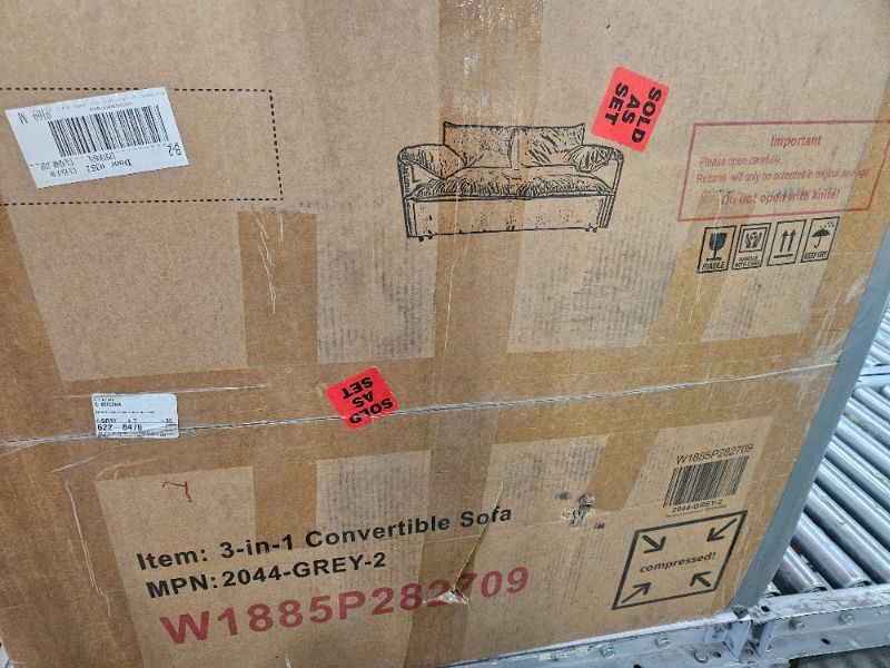 Photo 1 of (missing screws/ parts missing) 3 in 1 Queen Size Pull Out Sleeper Sofa Couch Bed, Cloud Velvet Convertible Loveseat Futon Lounge Recliner Sofabed with Thicked Cushions and Side Storage for Living Room,Bedroom,Apartment,Office