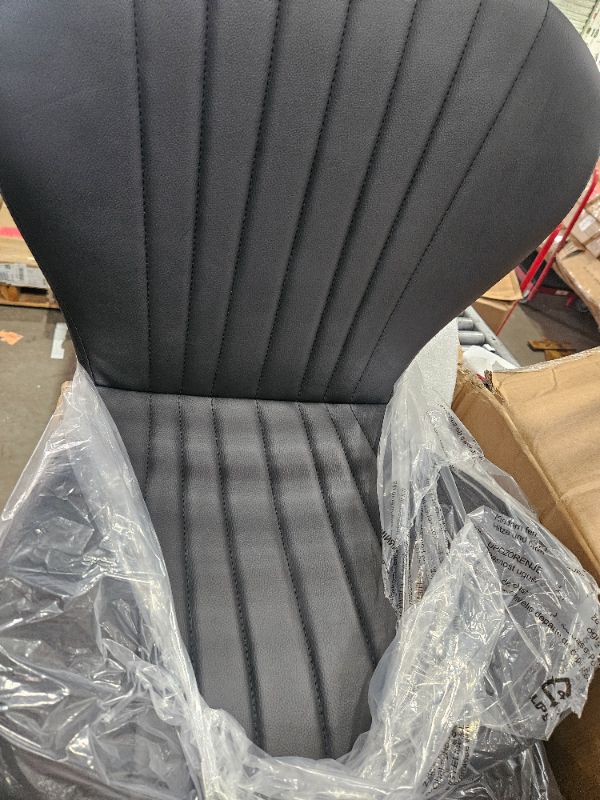 Photo 1 of *** SEE NOTES *** Shintenchi Bar Stools Set of 2 Modern Swivel Bar Chairs, Counter Height Faux Leather Metal Barstools, Upholstered Island Chairs with Back and Footrest, Black