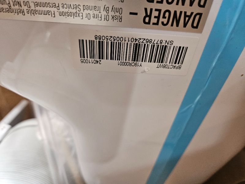 Photo 1 of ** does not power on for parts only ** BLACK+DECKER Portable Air Conditioner, 9,000 BTU (5,300 BTU SACC) for Rooms up to 400 Sq. Ft., Portable AC with Follow Me Remote Control and Window Kit, BPACT08WT, White