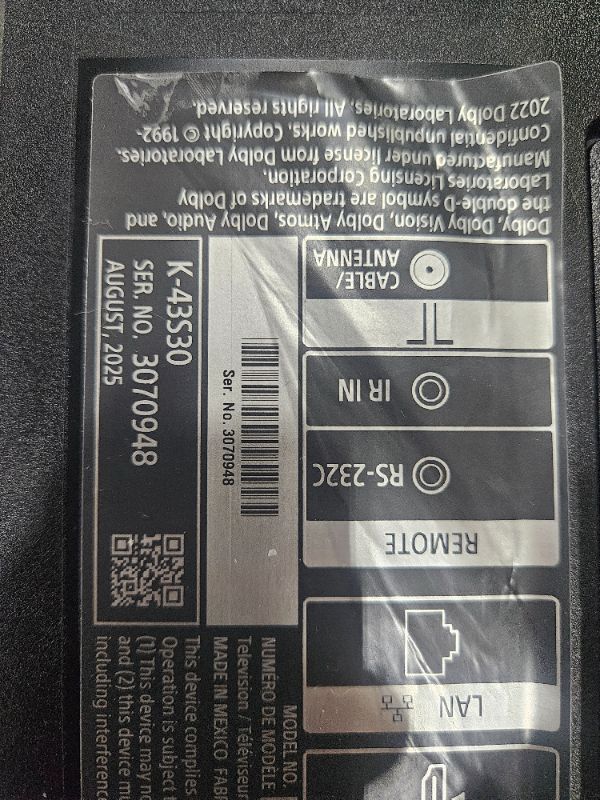 Photo 1 of ** does not power on ** Sony 43-Inch Class 4K Ultra HD BRAVIA 3 LED Smart TV with Google TV, Dolby Vision HDR, and Exclusive Features for PlayStation®5 (K-43S30)
