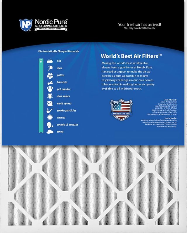 Photo 1 of **** ONLY 2*** Nordic Pure 12x20x2 (11 1/2 x 19 3/8 x 1 3/4) Pleated MERV 14 Air Filters 2 Pack