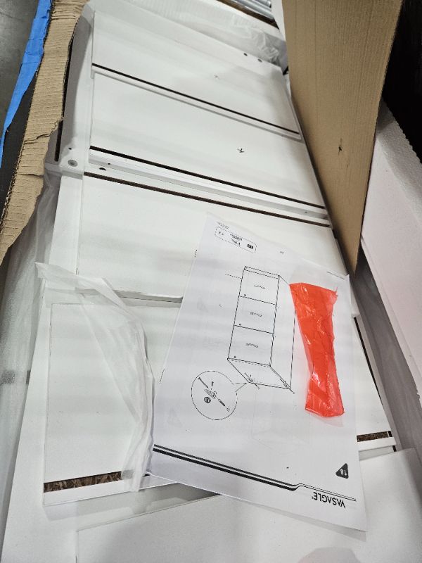 Photo 1 of **PARTS ONLY** VASAGLE 3 Drawer File Cabinet, File Cabinet with Lock, Printer Stand, Office Filing Cabinet Organizer, for A4 and Letter Size Files, Cloud White UOFC055W14