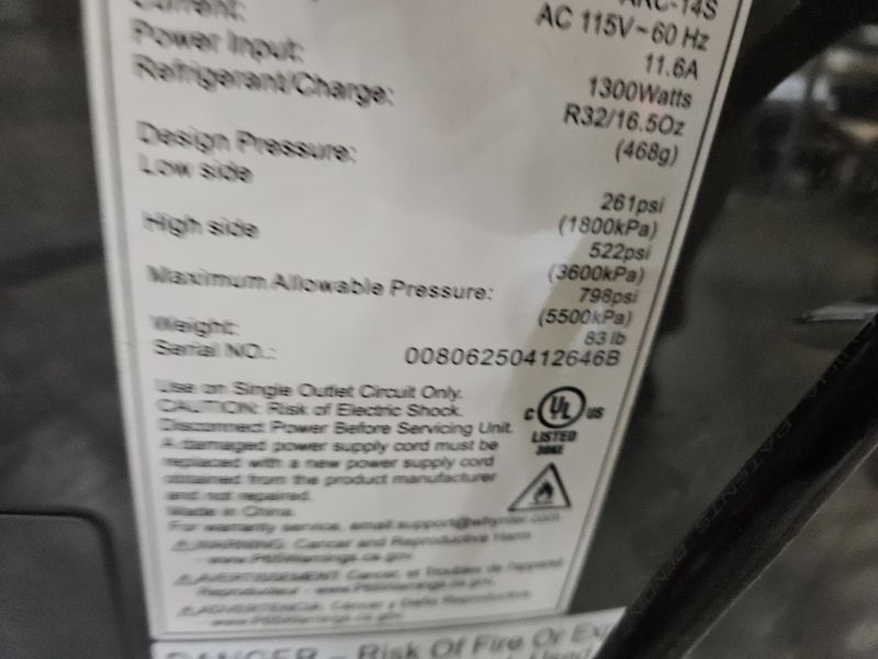Photo 1 of ** Does not power on, for parts only **  Whynter Portable Air Conditioner 14,000 BTU & Heater with Dual Hose Dehumidifier & Cooling Fan for 500 Sq Ft Rooms, Includes AC Unit Window Kit, ARC-14SH (9,200 SACC)