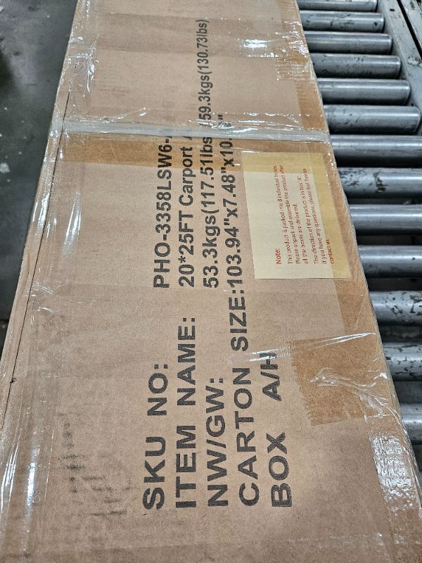 Photo 1 of ** Only box A is included side posts, missing the rest of the set **  Garvee 20'x25'x13' Metal Carport for 2 Cars, Heavy Duty, Extra Tall, Reinforced Steel Frame, Snow Load 18,000 lbs, Permanent Shelter for Trucks & Boats
