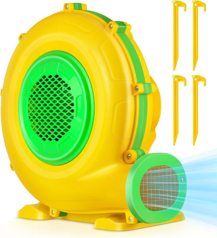 Photo 1 of ***INCOMPLETE***FINCOME Inflatable Bounce House, 10 in 1 Double Water Slide Bounce House with 750W Blower, Climbing Wall, Jumping, Water Gun, Splash Pool, Basketball Hoop for Kids Indoor Outdoor Backyard