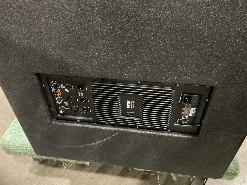 Photo 1 of ** Does not power on, for parts only, FINAL SALE **** Pyle 3000 Watts Box Subwoofer Speaker - Active Powered 18” inch Woofer, Loud Bass, with DSP Digital Signal Processor for Home Theater System, Pro DJ Sound, Pole Mount Socket and Carrying Handles