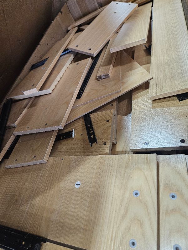 Photo 1 of ***PARTIAL SET - PRICE ADJUSTED***
Ieejdn L Shaped Standing Desk,47" Home Office Desks, Executive, Farmhouse Computer Desk with 6 Drawers File Drawer, Rustic Computer Writing, Oak