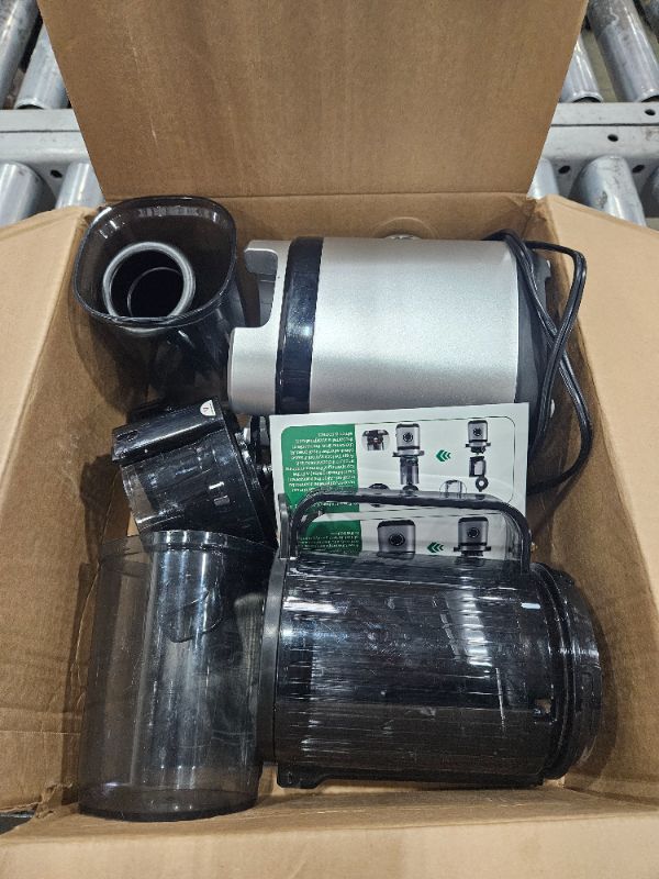 Photo 1 of ** Sold for parts only does not power on *** Juicer Machines, Cold Press Juicer with Wide Feed Chute, Slow Masticating Juicers for Whole Vegetables & Fruits, High Juice Yield, Easy to Clean, Large Auger, Light Silver ** SEE NOTES ***