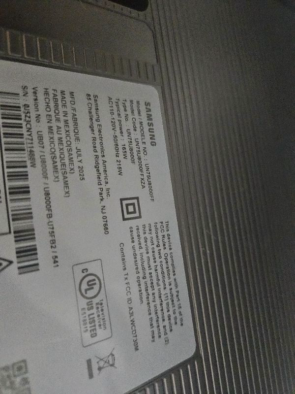 Photo 1 of ** Broken screen ***  Samsung 75-Inch Class Crystal UHD U8000F 4K Smart TV (2025 Model) Endless Free Content, Crystal Processor 4K, MetalStream Design, Knox Security, Alexa Built-in