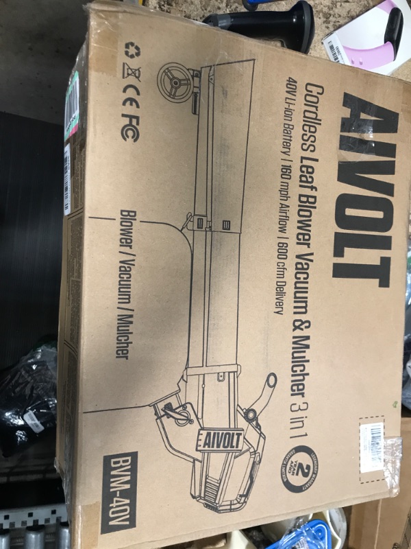 Photo 1 of **NO REFUNDS SEE NOTES*****AIVOLT Cordless Leaf Vacuum Blower Mulcher with Battery and Charger, 2pcs 4.0Ah Battery Powered Leaf Vacuum with 40L Bag, 160MPH Air Speed, Turbo Mode, Suitable for Lawn Care Yard Cleaning